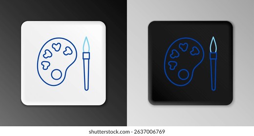 Line Paint brush with palette icon isolated on grey background. Colorful outline concept. Vector