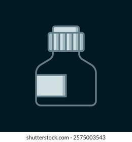 Line Paint, gouache, jar, dye icon isolated on black background. Flat filled outline style with shadow. Vector