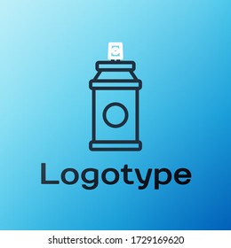 Line Paint spray kann auf blauem Hintergrund isoliert Symbol. Farbenfrohe Kontur. Vector Illustration