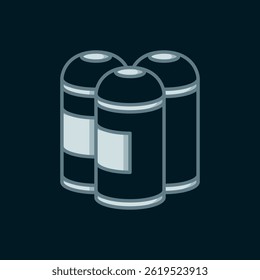Line Paint spray can icon isolated on black background. Flat filled outline style with shadow. Vector