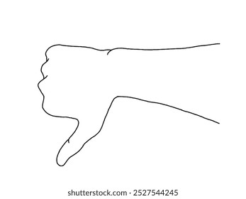 Line painting forms an inverted thumb, a sign of dislike or disapproval, a sign of disdain. 