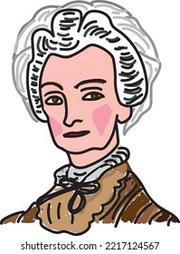 Line painting vector of the second First Lady, Abigail Adams, wife of John Adams.