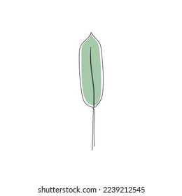 Pintura de hojas de palma en línea. Dibujo de hojas de palma de plátano decorativo. Acto editable con un solo elemento de hoja tropical. Ilustración vectorial aislada