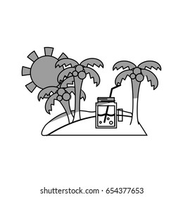 line palms with beverage in the island on vacation