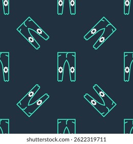 Line Pants icon isolated seamless pattern on black background.  Vector