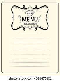 Line paper design with menu  illustration