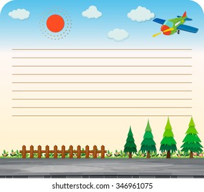 Line paper design with park and road illustration