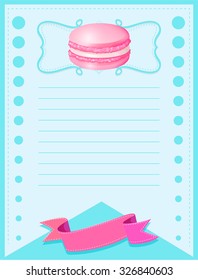 Linienpapierdesign mit rosafarbener Makargrafik