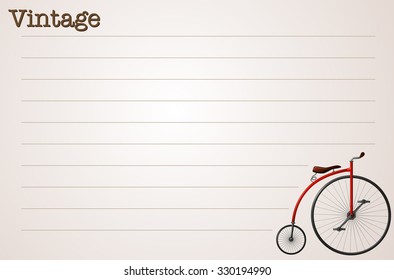 Line paper design with vintage bicycle illustration