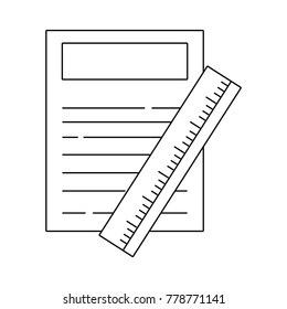 line paper document with ruler object design