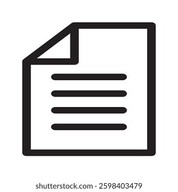 Line paper icon with a clean and minimal design, symbolizing documents, notes, and writing. Ideal for office, education, and organization themes.