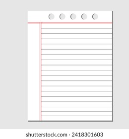 Line Paper on grey Background Vector Design.