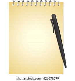 Line paper with pen.