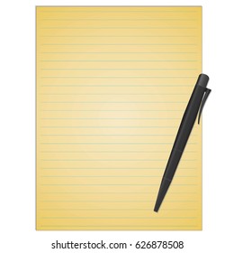 Line paper with pen