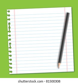 Line paper with pencil