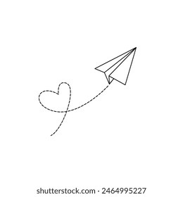 Line paper plane, line paper plane art doodle on white transparent. line paper plane design for icon, logo, card, poster design, business