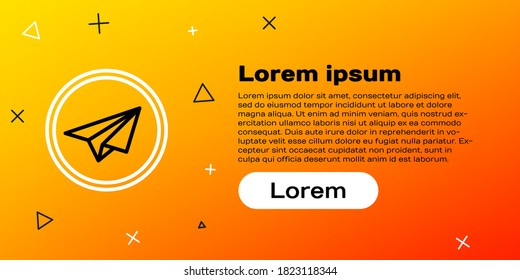 Line Paper plane icon isolated on yellow background. Paper airplane icon. Aircraft sign. Colorful outline concept. Vector Illustration