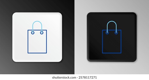 Line Paper shopping bag icon isolated on grey background. Package sign. Colorful outline concept. Vector