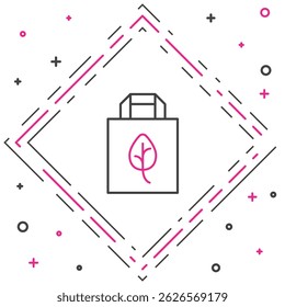 Line Paper shopping bag with recycle icon isolated on white background. Bag with recycling symbol. Colorful outline concept. Vector