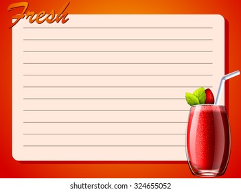 Line paper template with red drink illustration