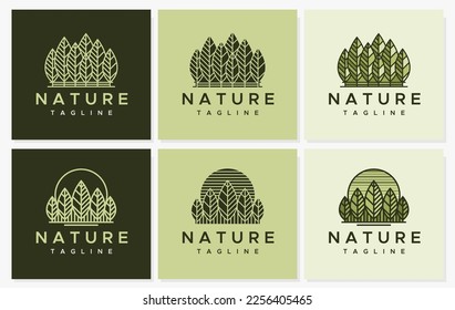 Line park logo design template. Leaf line logo graphic vector.