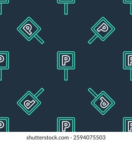 Line Parking icon isolated seamless pattern on black background. Street road sign.  Vector