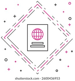 Line Passport with biometric data icon isolated on white background. Identification Document. Colorful outline concept. Vector Illustration