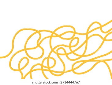 Line Pasta Food Pattern. Abstract Spaghetti Yellow Background. Vector Wave Illustration of Italian Pasta and Chinese Ramen. Asian Noodle Texture Design