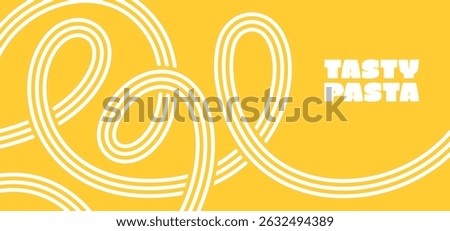 Line Pasta Food Pattern. Abstract Spaghetti Yellow Background. Vector Wave Illustration of Italian Pasta and Chinese Ramen. Asian Noodle Texture Design