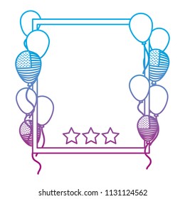 line patriotic usa frame with balloons and stars