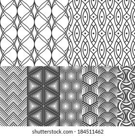 Line pattern black and white 8 design in one set