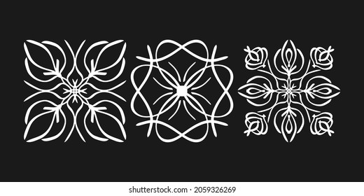 Line pattern clip art. Doodle hand drawn art. Sketch abstract flower or snowflake. Vector stock illustration. EPS 10