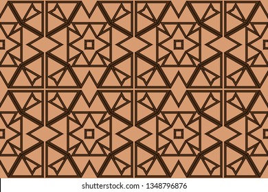 Line pattern collection, brochure, and flyer in Arabian style. Geometric backgrounds with repeating texture. Ethnic Arabic, Indian cover. Brown pattern, brown image    
