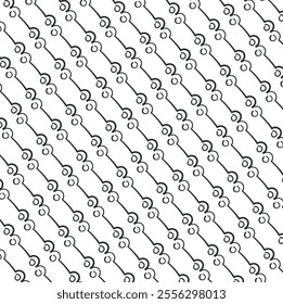 The line pattern consists of diagonal lines with round bends and circles.