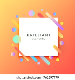 Line pattern design with geometric colorful flat background. Trendy gradient lines and circles material design style. Vector Illustration template for posters, book cover, design album, placards.