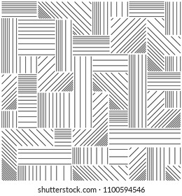 Line pattern of geometric drawings in white background. Seamless vector background. Modern monochrome texture. Parallel lines.