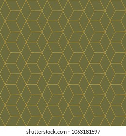 Line pattern gold on green background