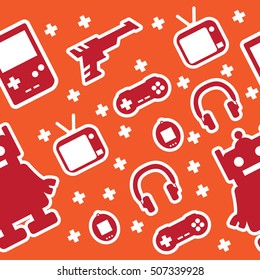 Line pattern old toy in vintage style, vector illustration