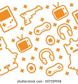 Line pattern old toy in vintage style, vector illustration