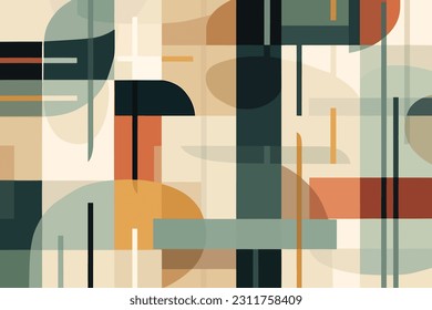 line pattern in olive orange and brown, in the style of constructivist elements, intersecting lines, light beige and black, bold colorful lines, bauhaus simplicity, rectilinear forms, wallpaper