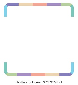Patrón de línea de colores del arco iris pastel con los extremos superiores e inferiores redondeados en un fondo blanco