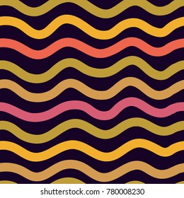 Line pattern seamless background. Vector abstract stripes. Wavy color seamless pattern ornament. Decoration background for fashion, print, cover or textile. Simple minimal doodle pop art. Ocean lines