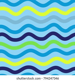 Line pattern seamless background. Vector abstract stripes. Wavy color seamless pattern ornament. Decoration background for fashion, print, cover or textile. Simple minimal doodle pop art. Ocean lines