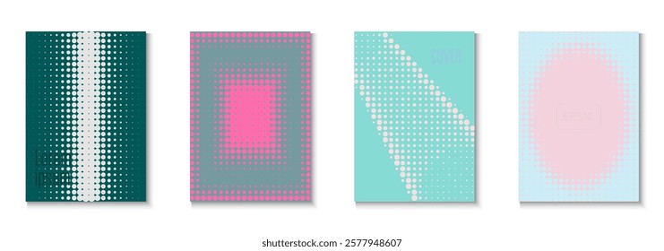 Line Pattern Set. Cool Circles In Minimal Layout. Dynamic Frame For Annual Invitation. Graphic Flyer. Minimalist Halftone Template. Geometric Abstract Poster. Trendy Line Pattern