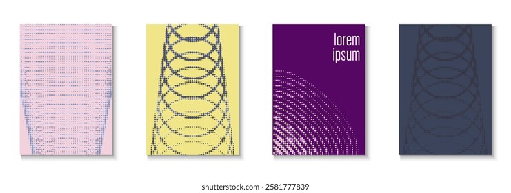 Line Pattern Set. Summer Circles With Modern Art. Minimalistic Brochure In 2d Frame. Wave Flyer. Minimalist Graphic Cover. Geometric Book Background. Trendy Line Pattern
