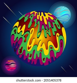 el patrón de línea dio forma a varios planetas y a varias estrellas en el universo