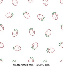 Line pattern with strawberries. Seamless vector pattern with berry