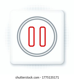 Line Pause button icon isolated on white background. Colorful outline concept. Vector