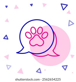 Line Paw print icon isolated on white background. Dog or cat paw print. Animal track. Colorful outline concept. Vector