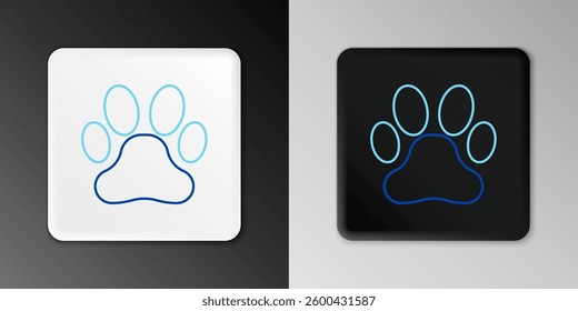 Line Paw print icon isolated on grey background. Dog or cat paw print. Animal track. Colorful outline concept. Vector